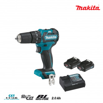 Perceuse visseuse à percussion brushless makita 12v cxt - 2 batteries bl1020b 2.0ah - 1 chargeur dc10sa hp332dsaj