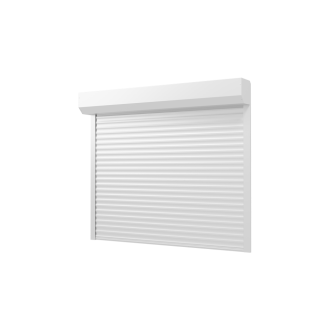 Porte de garage gris clair à enroulement lames de 75mm - pose sous linteau intérieur - Dimension au choix