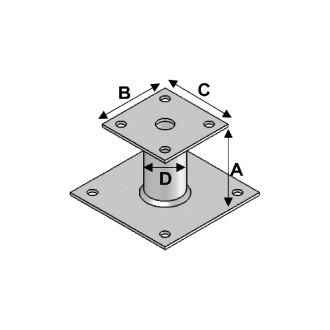Pied de poteau avec platine PP-100 ALSAFIX PP80 Pied de poteau avec platine PP-100 ALSAFIX PP80