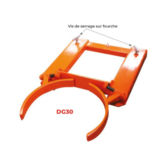Pince porte-fûts métallique 440kg 220l ajustable