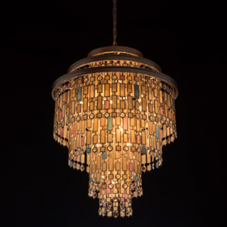 Plafonnier beige loft 9 ampoules 150 cm