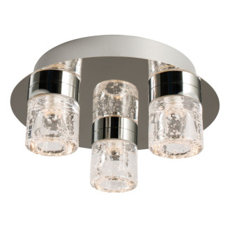 Plafonnier imperial, chrome et verre, 3 ampoules