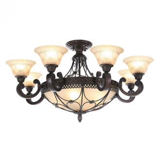 Plafonnier marron country 12 ampoules 50 cm