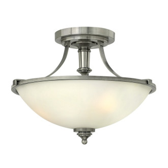 Plafonnier truman, nickel antique et verre opale