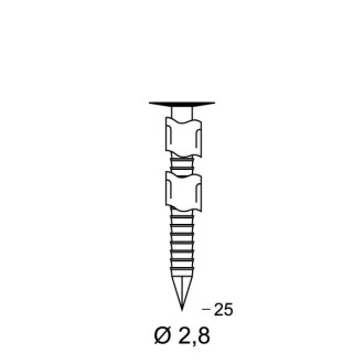 Pointe JDB 25° 28x25 annelée inox - Boite de 2000 pièces - 25280259