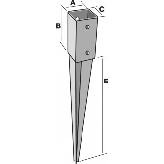 Pieds de poteau carrés à enfoncer dimensions  au choix