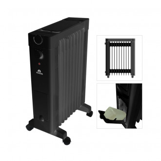 Radiateur bain d'huile 2000w 2 en 1 santorini black 3 puissances de chauffe thermostat + humidificateur intégré