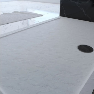 Receveur de douche à poser rectangle 120x90 cm extra plat en acrylique renforcée blanc - Finition pierre Aurlane - FAC369