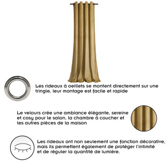 Rideau à oeillets en velours occultant    jaune   140x250 cm