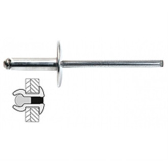 Rivets Alu / Acier Tete Large - 4.8 x 14 mm