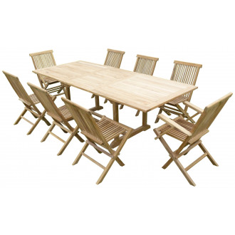 Ensemble de jardin en teck premium astana 6 chaises 2 fauteuils jenae