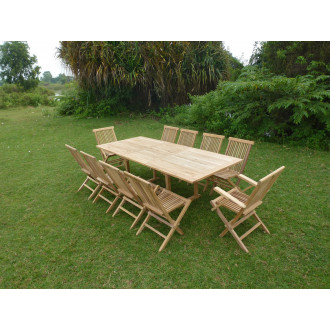 Ensemble de jardin en teck premium astana 8 chaises 2 fauteuils jenae