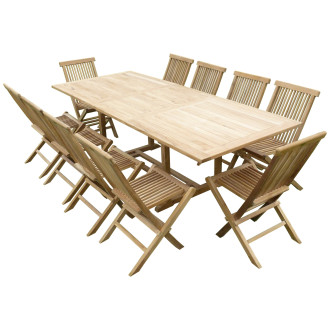 Ensemble de jardin en teck premium astana 10 chaises jenae