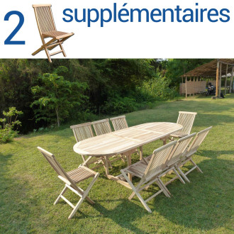 Ensemble salon de jardin en teck mahui 8+2 chaises - bundle chaises