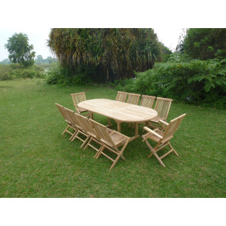 Ensemble de jardin en teck premium milana 8 chaises 2 fauteuils jenae