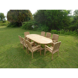 Ensemble de jardin en teck premium milana 8 fauteuils audia