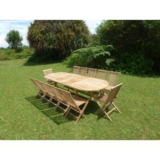Ensemble de jardin en teck premium nayan 12 chaises jenae