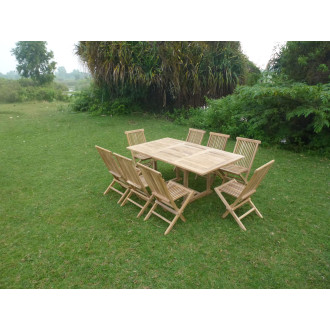 Ensemble salon de jardin en teck sunang 8 chaises jenae
