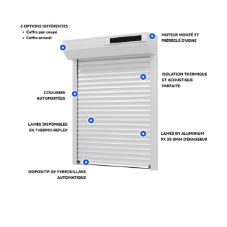 Volet roulant aluminium solaire prêt à poser et préréglé - h.110 x l.100 - Couleur au choix