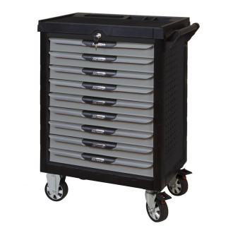 Servante pearlline grise et noire 9 tiroirs équipée de 263 outils