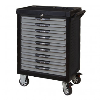 Servante pearlline grise et noire 9 tiroirs équipée de 384 outils