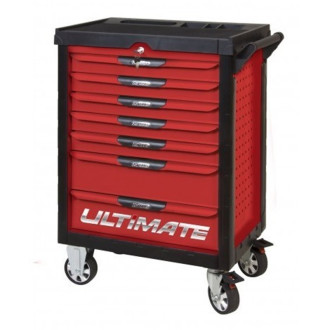 Servante pearlline rouge 7 tiroirs équipée de 202 outils