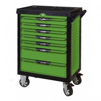 Servante pearlline verte 7 tiroirs équipée de 158 outils