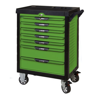 Servante pearlline verte 7 tiroirs équipée de 311 outils