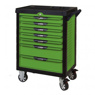 Servante pearlline verte 7 tiroirs équipée de 384 outils