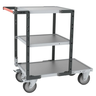 Servante FLAT-PACK™ 3 plateaux tôle galva 1 plateau 850 x 500 mm et 2 plateaux 550 x 500 mm roues TPE 400 kg - 884721343