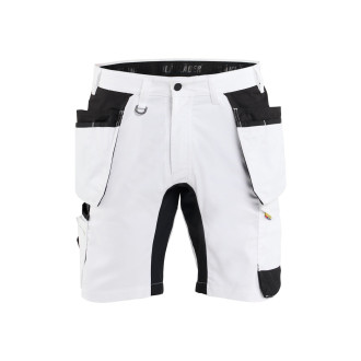 Short peintre stretch 2D avec poches flottantes Blanc/Noir 17721832 - Taille au choix