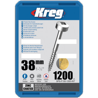 Vis à trous de poche Kreg Revêtu de Zinc Pan-Head, Filetage fin - KREG - SPS-F150-1200-INT