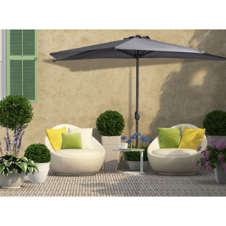 Demi parasol panama déporté à manivelle ombrage 270 cm       noir