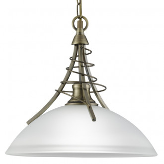 Suspension linéa, en laiton antique et verre opale