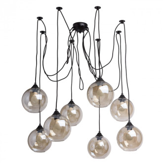 Suspension noire loft 8 ampoules 225 cm
