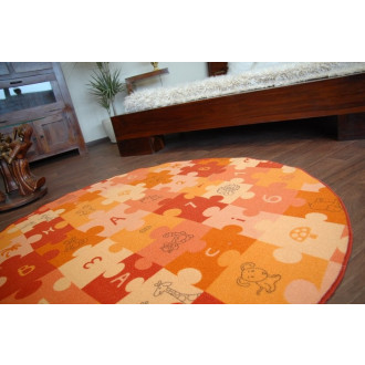 Tapis enfant puzzles orange  cercle cercle - Dimension au choix