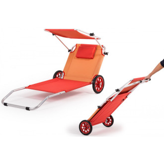 Malibu transat chaise de plage pliable + parasol intégré       orange