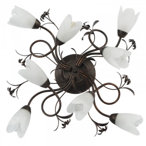 Plafonnier marron country 8 ampoules 24 cm