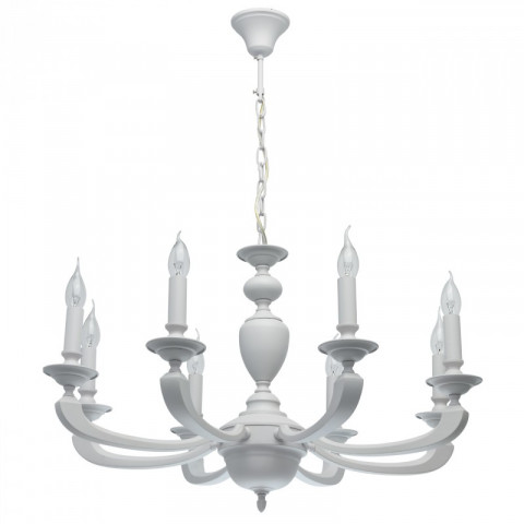 Suspension blanche neoclassic 8 ampoules 95 cm
