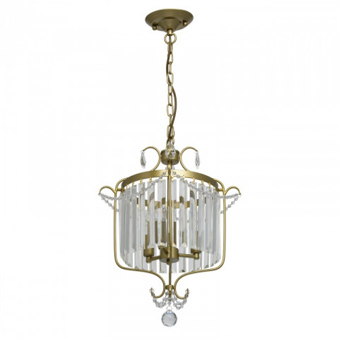 Suspension dorée crystal 3 ampoules 90 cm