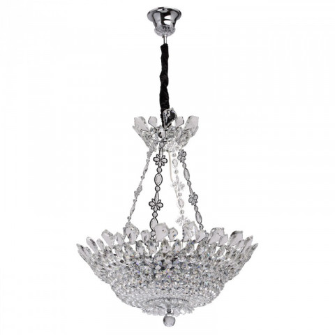 Suspension chromée crystal 12 ampoules 140 cm