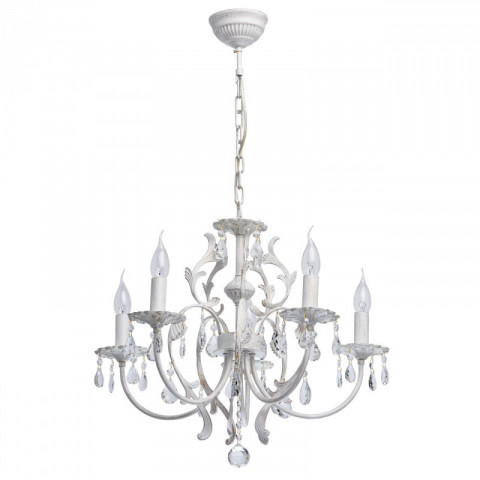Chandelier blanc classic 5 ampoules 96 cm