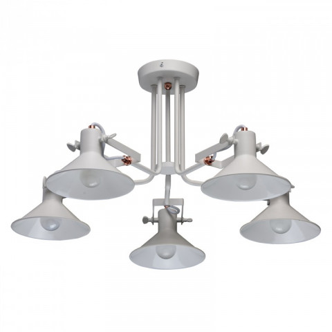 Suspension blanche loft 5 ampoules 35 cm