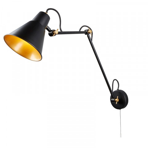 Applique articulée wall, noir et or, 1 ampoule