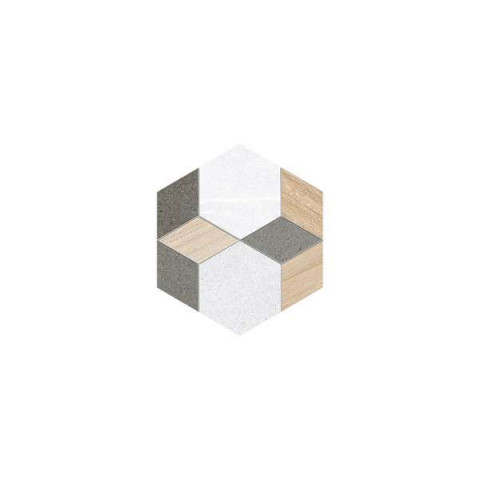 seine hexagono mayeix multicolor carrelage hexagonal melange de bois et de pierre 23 x 26 6 cm distriartisan
