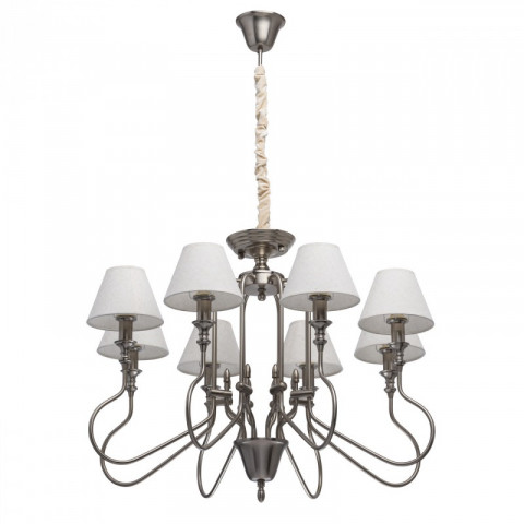 Suspension argentée neoclassic 8 ampoules 110 cm