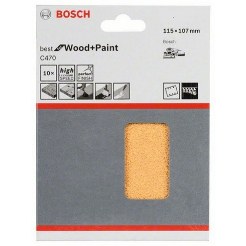 Lot de 10 feuilles abrasives C470 115x107mm Gr. 60 BOSCH 2608607456