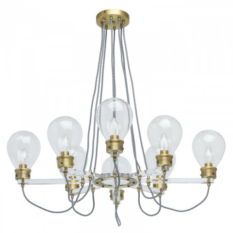 Suspension laiton loft 8 ampoules 73 cm