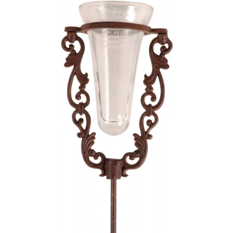 Pluviomètre de jardin en verre avec support en fonte