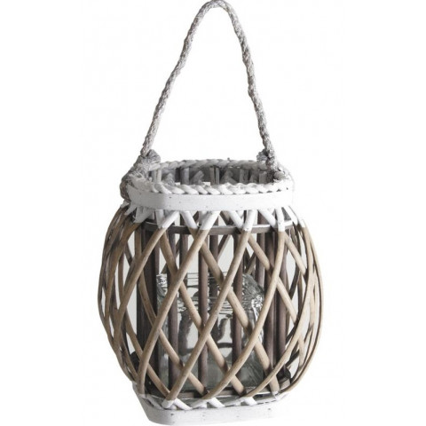 Lanterne en osier bois et verre